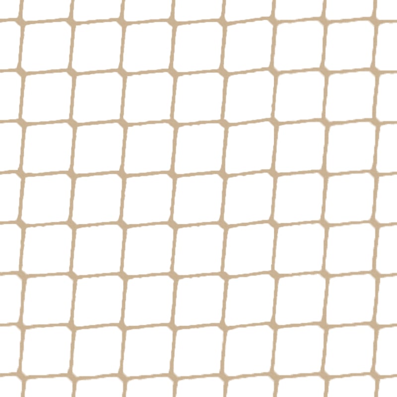 Vogelnet 10 x 10 meter zandkleur (maaswijdte: 19mm)